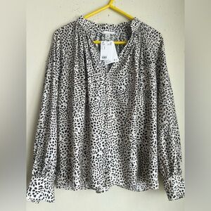 H&M Cream Blouse with Black Spot Print